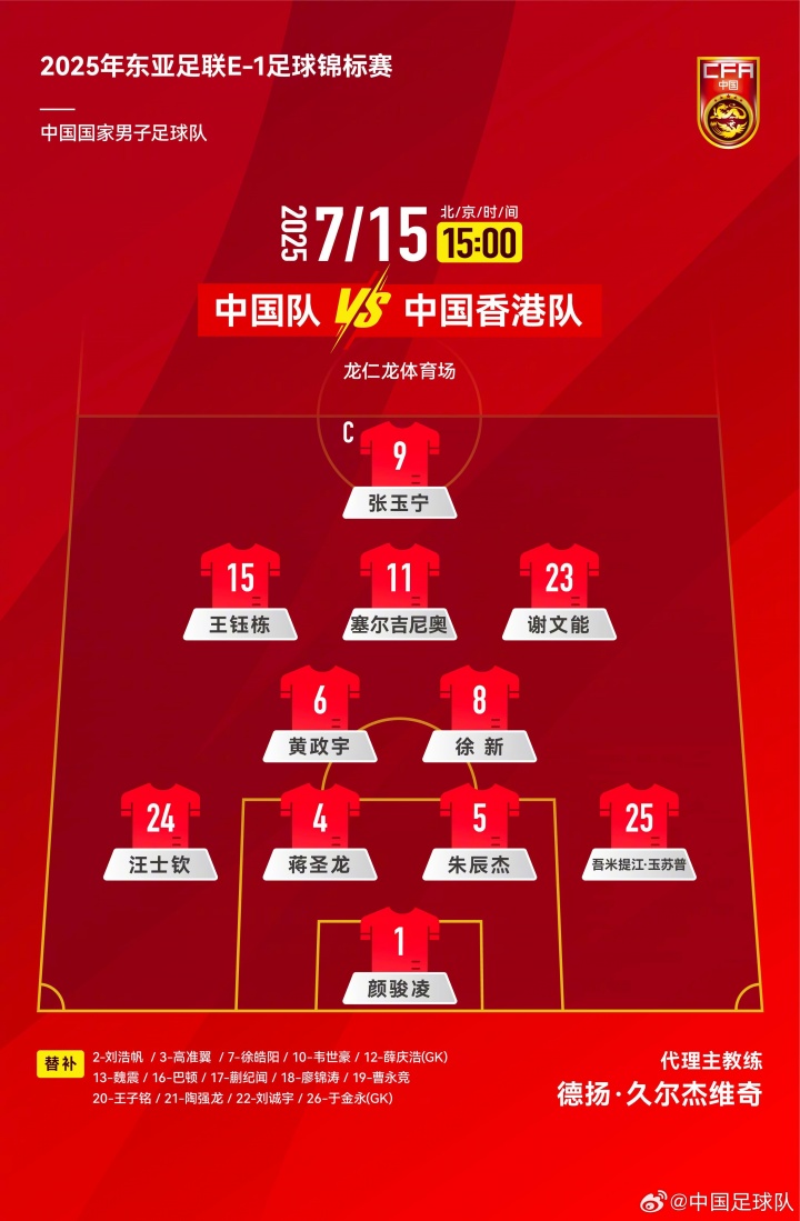 三戰(zhàn)全首發(fā)！34歲顏駿凌東亞杯三場均首發(fā)出戰(zhàn)，薛慶浩于金永無緣