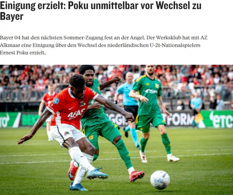 花費(fèi)約1000萬歐，踢球者：替代弗林蓬，藥廠敲定荷蘭U21國(guó)腳波庫(kù)