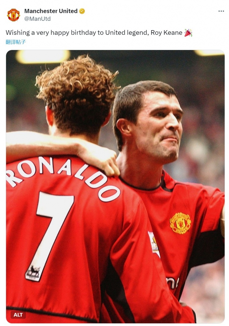 曼聯(lián)官方祝羅伊-基恩54歲生日快樂(lè)，球員時(shí)代效力紅魔12年奪17冠