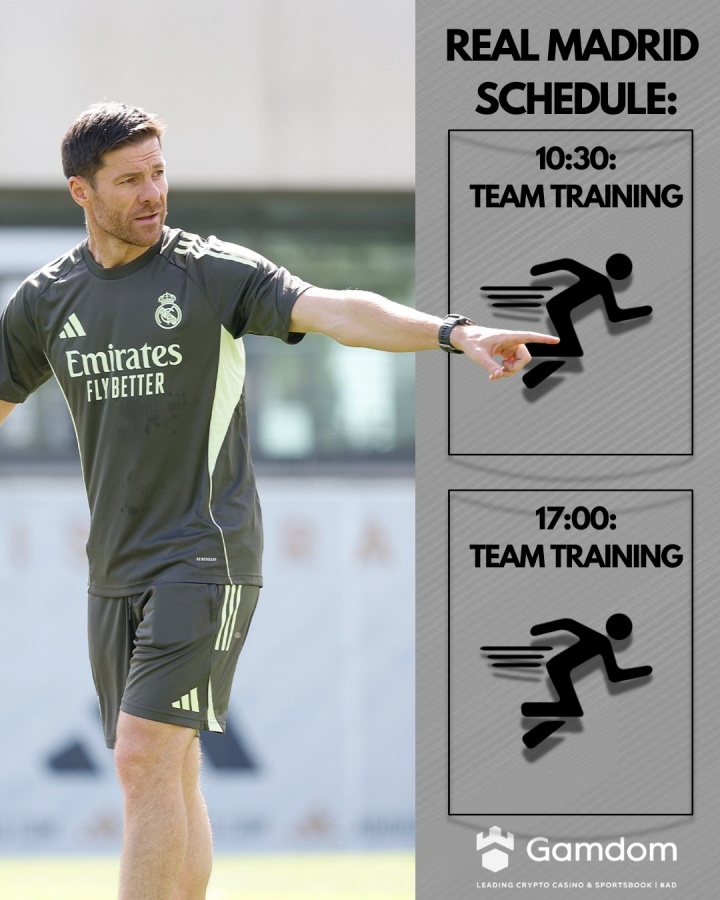 上強度！皇馬官方：阿隆索今天組織10點30和17點一天兩練