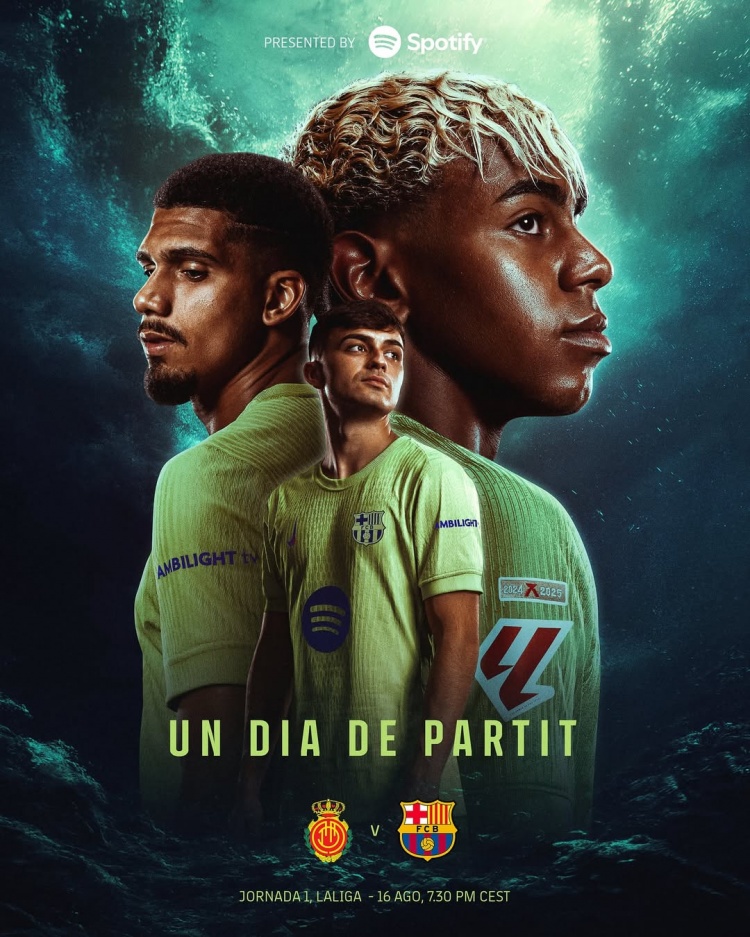 巴薩發(fā)布西甲首輪海報：亞馬爾、阿勞霍、佩德里出鏡