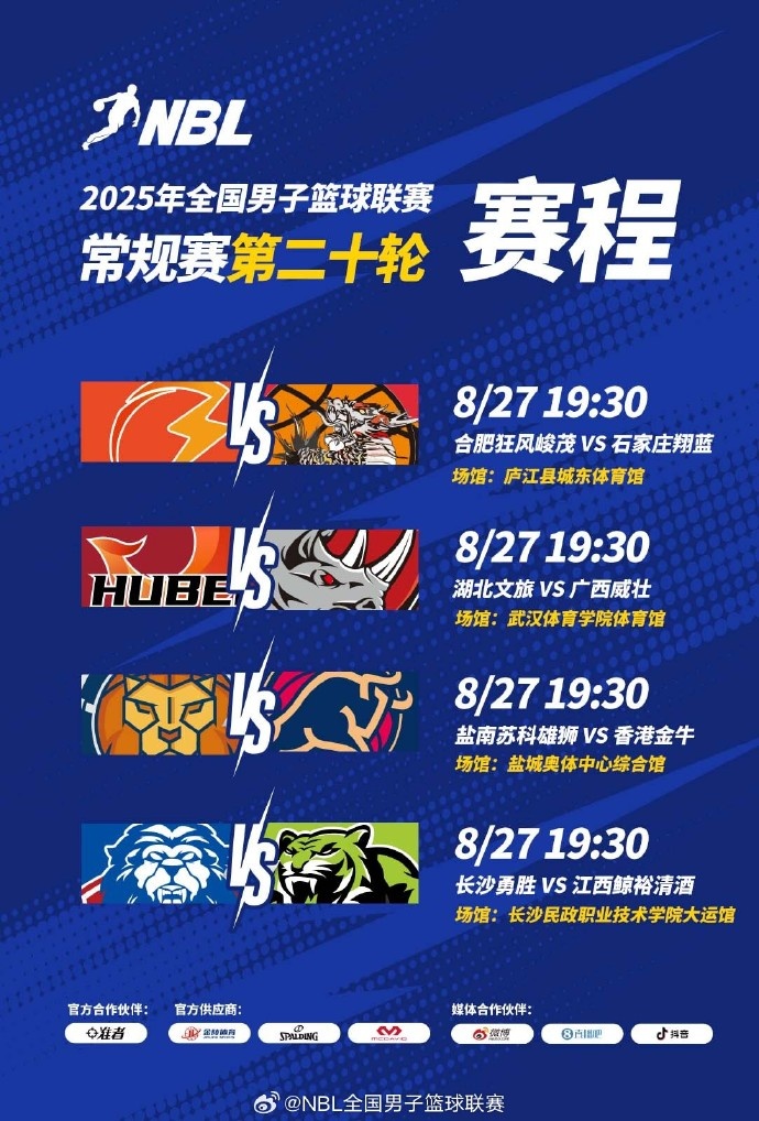 NBL常規(guī)賽最后一輪今日四場同時開打 2到4名的局勢依舊尚不明朗