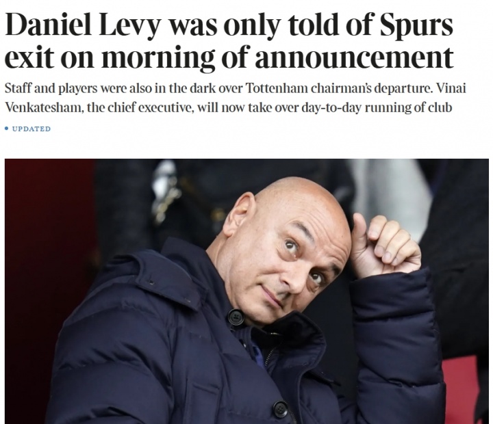 官宣前幾小時才得知！泰晤士：列維對離職很震驚，他周五還要開會